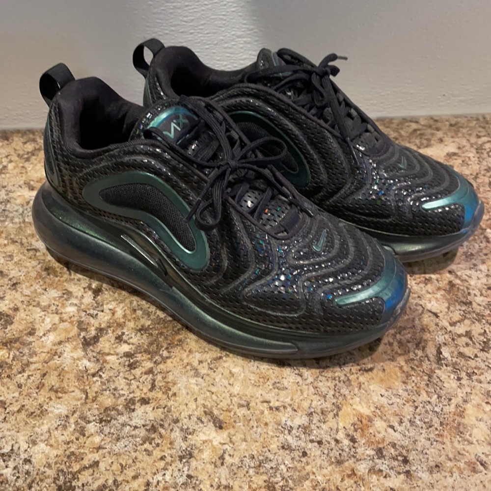 Nike Women's Black with Green Iridescent Athletic Shoes